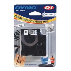 Стрічки D1 ​​Dymo поліестерова стрічка 19мм х 5,5м, S0718070 / 16960 чорний шрифт / біла стрічка.