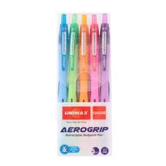 Набор ручек Aerogrip-3 39862 Цвет корпуса отвечает цвету чернил( цветов: розовый, светло-зёлений, светло-голубой, оранжевый, фиолетовый.)