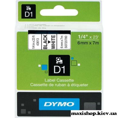 Ленты D1 для принтеров 6 мм х 7м DYMO S0720770/43610, S0720780/43613, 0720790/43618